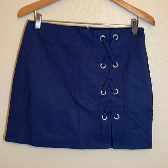 By the Way. Blue Mini Skirt - Picture 1 of 10